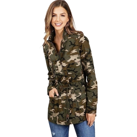 Love Tree Jackets & Blazers - Love Tree | Women's Cargo Parka Camouflage Print Jacket (Size Medium)